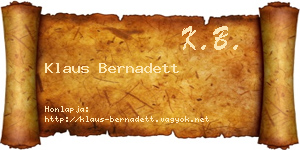 Klaus Bernadett névjegykártya